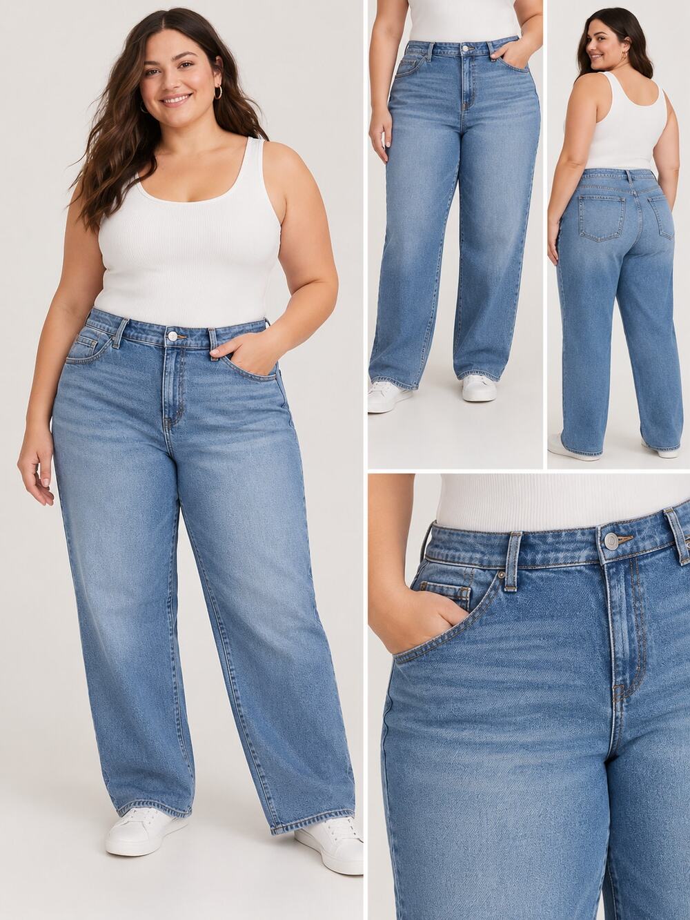 NWT Torrid High Rise Baggy Straight Jeans 22 Regular Medium Wash Plus Size